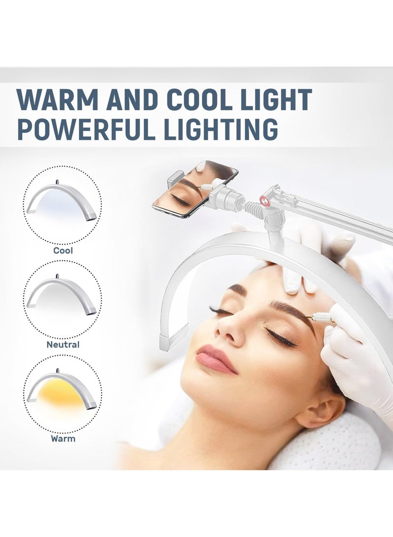 XiuWoo Eyelash LED Floor Light Adjustable Rotatable Half Moon Lamp for Lash Extension Lighting for Beauty Skincare Eyebrows Tattoo with Phone Holder Facial Spa Salon Makeup White - Image 5