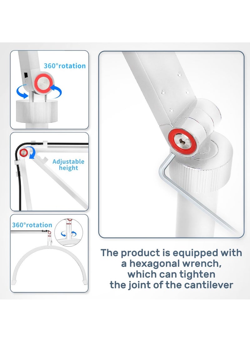 XiuWoo Eyelash LED Floor Light Adjustable Rotatable Half Moon Lamp for Lash Extension Lighting for Beauty Skincare Eyebrows Tattoo with Phone Holder Facial Spa Salon Makeup White - Image 4