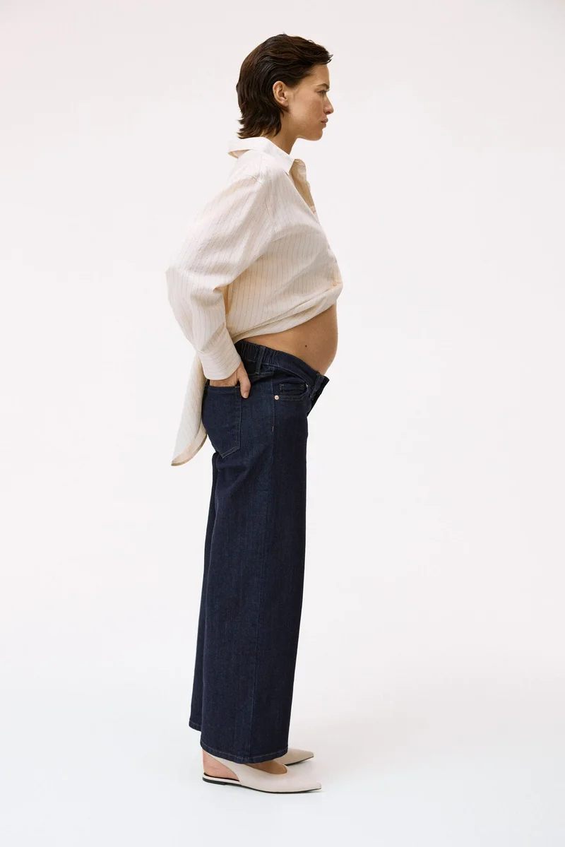 H&M MAMA Wide Low Waist Ankle Jeans