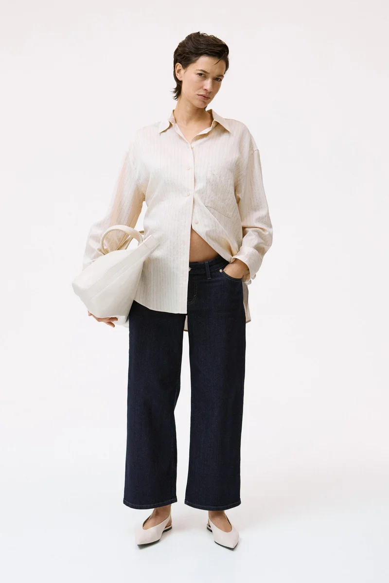 H&M MAMA Wide Low Waist Ankle Jeans