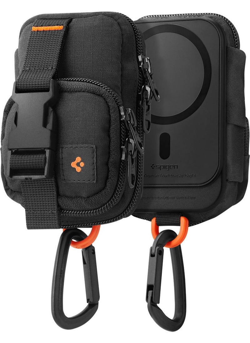Spigen - Snap Zip (MagFit) EDC Pouch Organizer Wallet Accessory Storage Card Holder MagSafe Compatible with iPhone 16 Pro Max / 16 Pro / 16 Plus / 16 / iPhone 15/14/13/12 series - Black - Image 1