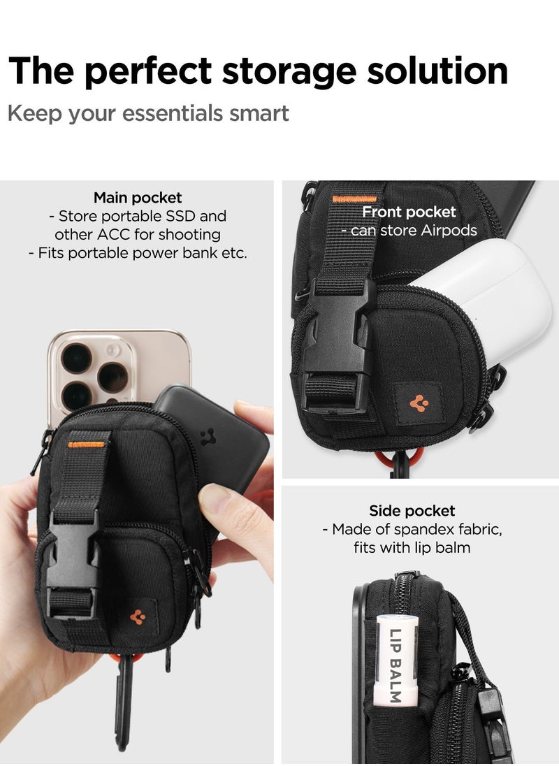 Spigen - Snap Zip (MagFit) EDC Pouch Organizer Wallet Accessory Storage Card Holder MagSafe Compatible with iPhone 16 Pro Max / 16 Pro / 16 Plus / 16 / iPhone 15/14/13/12 series - Black - Image 1