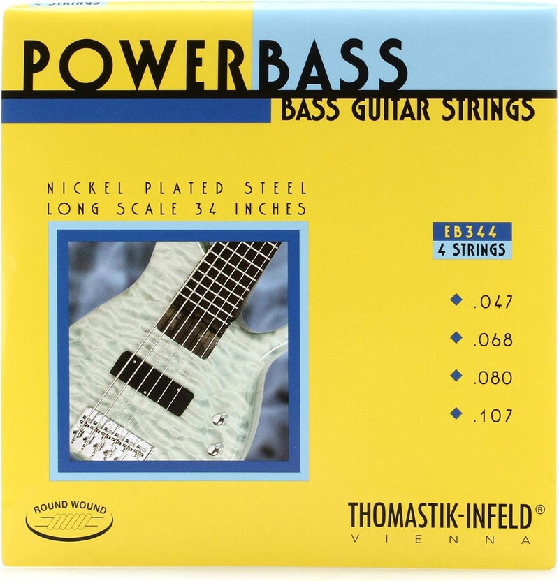 Thomastik-Infeld Power Bass EB344 4-String Round Wound Bass Guitar Strings - Long Scale 34"