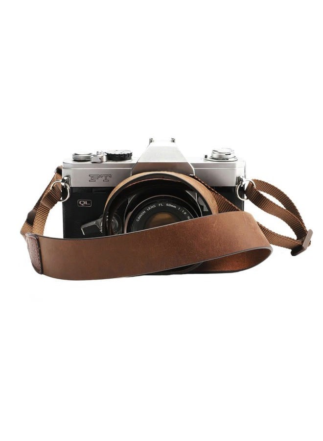 CANPIS Oil Skin Brown Leather Camera Strap, Soft Adjustable Vintage Camera Strap, Comfortable Camera Neck Shoulder Strap for Women Men Mirrorless DSLR - Image 1