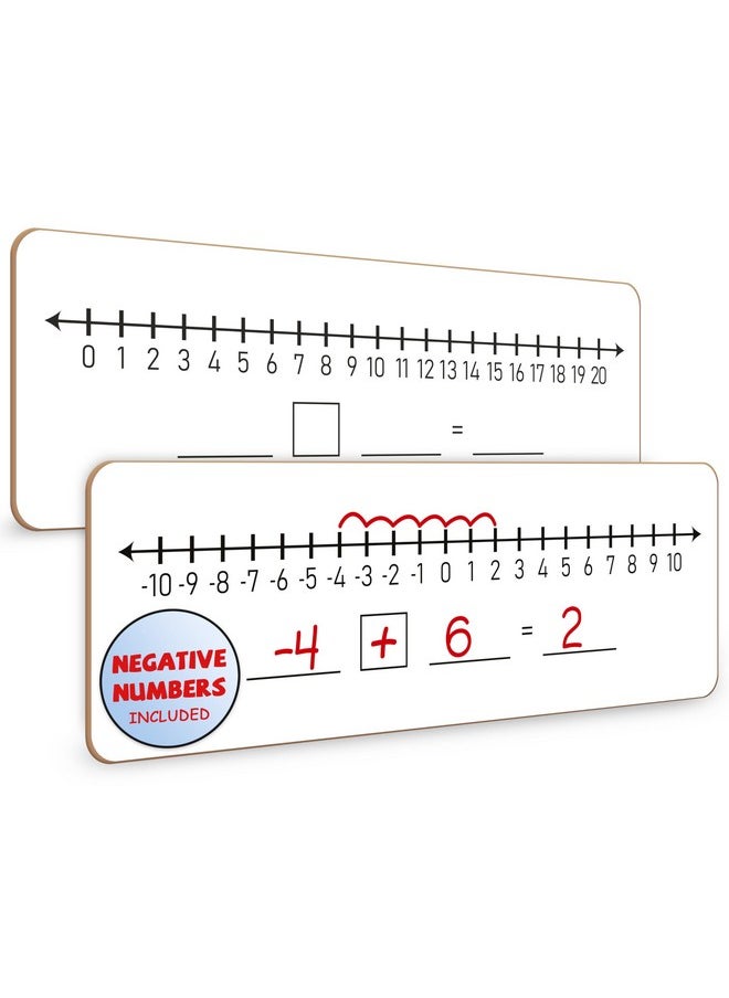Scribbledo Negative Number Line Board 4”X12” Inch Lapboard Double Sided White Board Featuring -10 Through +10 Number Line & 0-20 Dry Erase Students Desk Whiteboard Math Manipulatives  - Image 1