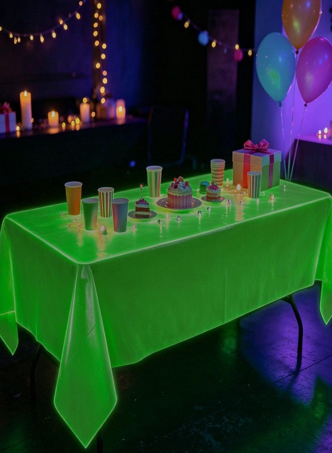 Oigco 4 Pack Neon Tablecloths, Neon Party Decorations, Pink Orange Green Glow in The Dark Plastic Table Cover for Glow in the Dark Party Supplies, 54 x 108 Inch - Image 4