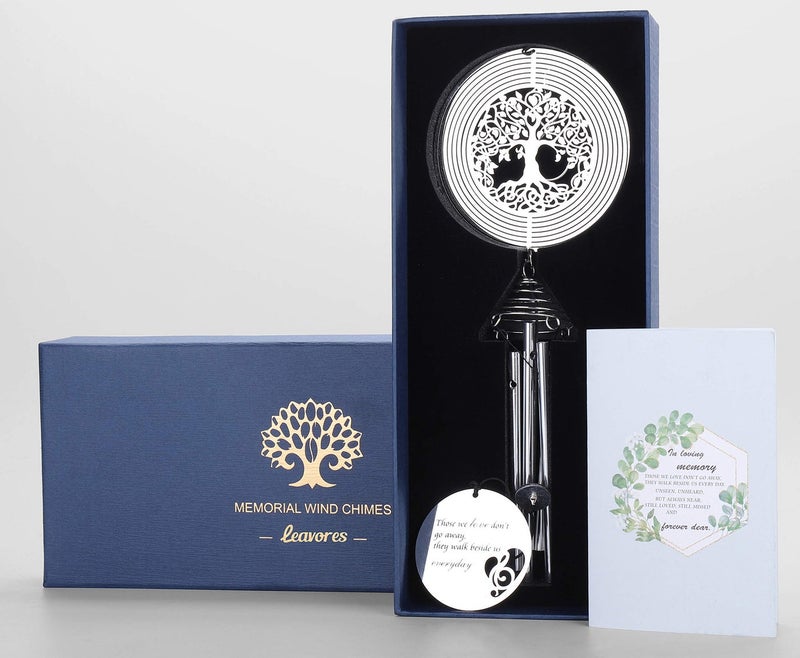LEAVORES Sympathy Memorial Wind Chimes with Tree of Life Wind Spinner for Loss of Loved One Ideal BereavementCondolenceSorry for Your Loss Gifts
