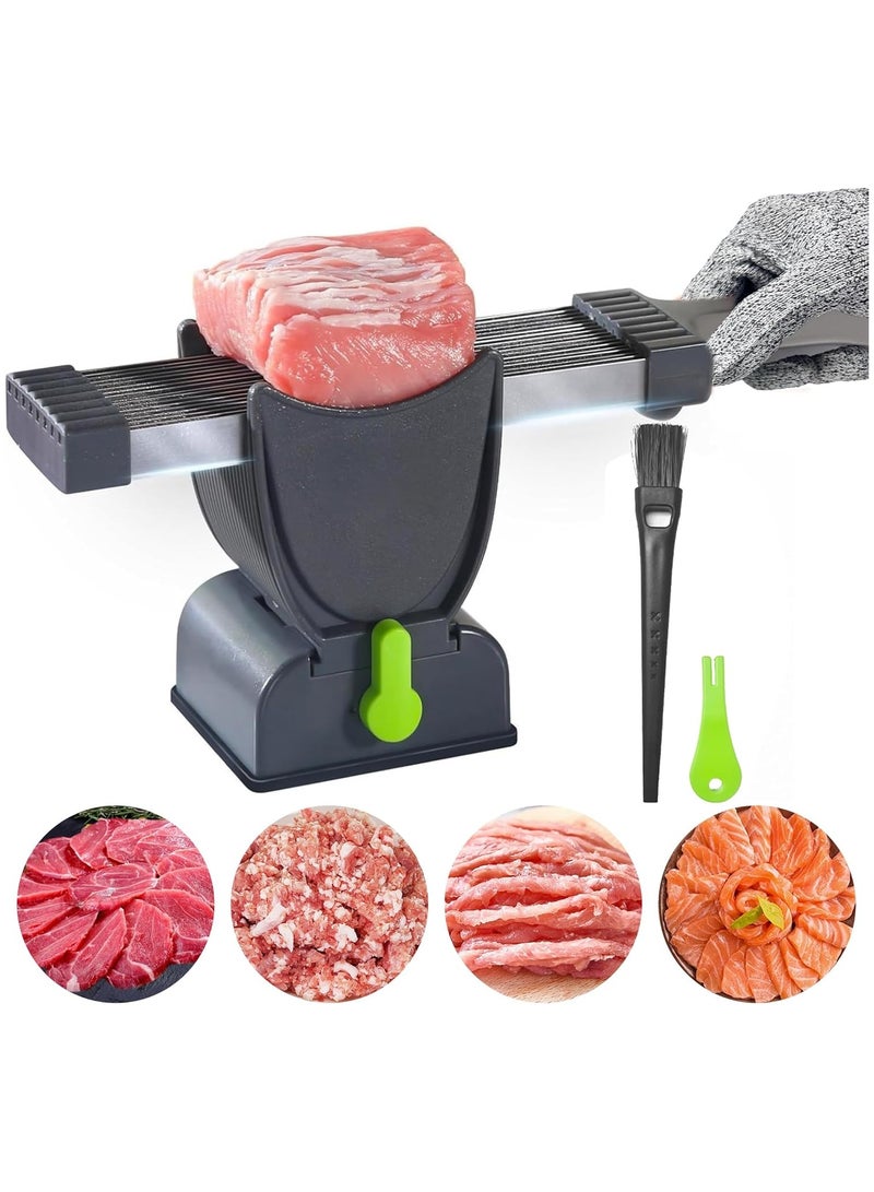 Manual Meat Slicer - Premium Food Cutter for Fresh Beef, Poultry & Deli Meats - Adjustable Thickness Gray Meat Slicer with Non-Slip Base - Kitchen Slicing Tool for Home & Commercial Use  - Image 1