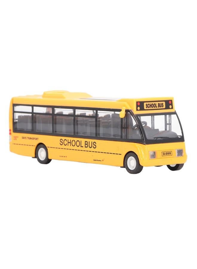 NIBEMINENT Alloy School Bus Toy Pull Back Sound Light Realistic Battery Powered Role Playing Vehicle for Children  - Image 1