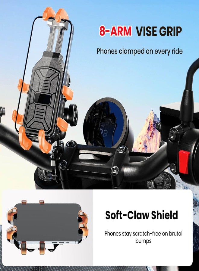 Thlevel Motorcycle Phone Mount Holder with Vibration Dampener Anti-Shake 720° Adjustable for iPhone 16 Pro Max for Samsung 5.4''-6.9'' Phone Anti-Theft Dirt Bikes(U Shape Base 0.6-1.1" Handlebar) - Image 4