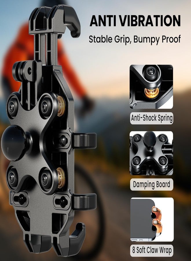 Thlevel Motorcycle Phone Mount Holder with Vibration Dampener Anti-Shake 720° Adjustable for iPhone 16 Pro Max for Samsung 5.4''-6.9'' Phone Anti-Theft Dirt Bikes(U Shape Base 0.6-1.1" Handlebar) - Image 5