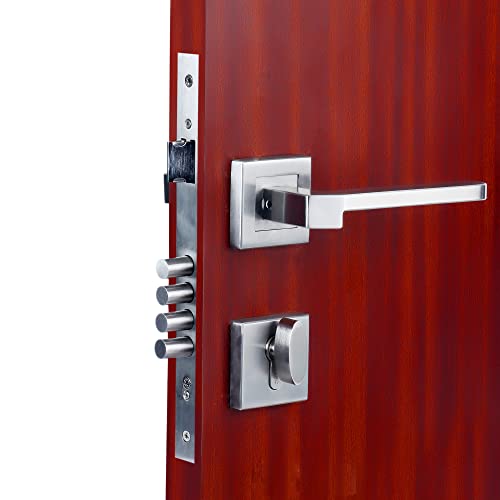 CRUST Premium Rose Mortise Door Lock Handle Set/Mortise Lock with Brass Lock Body and 60 mm One Side Key Cylinder Set with 3 Brass Computer Keys (LB-306, Matt Satin) - Image 5