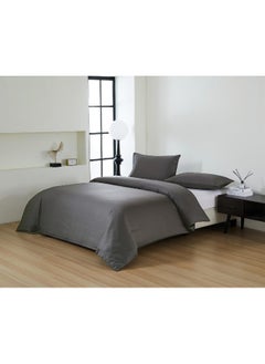 PanaX Pure Cotton Duvet Cover 260X220Cm With 2 Pillow Case 50X100Cm, With 4" Hem (Dark Grey, King)  - Image 1