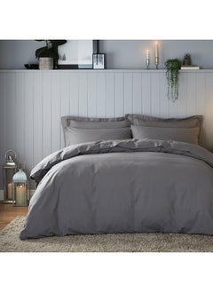 PanaX Pure Cotton Duvet Cover 260X220Cm With 2 Pillow Case 50X100Cm, With 4" Hem (Dark Grey, King)  - Image 3