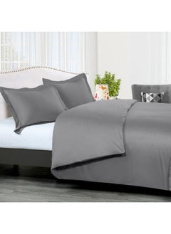 PanaX Pure Cotton Duvet Cover 260X220Cm With 2 Pillow Case 50X100Cm, With 4" Hem (Dark Grey, King)  - Image 4