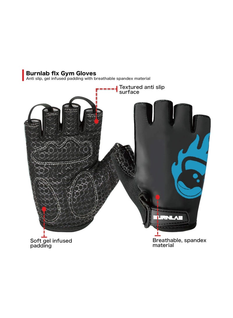 Burnlab Gym Gloves Pro (Black and Blue) - Image 2