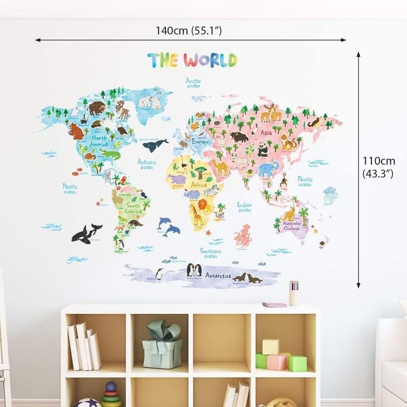 BPA Animal World Map Kids Wall Stickers - Image 2