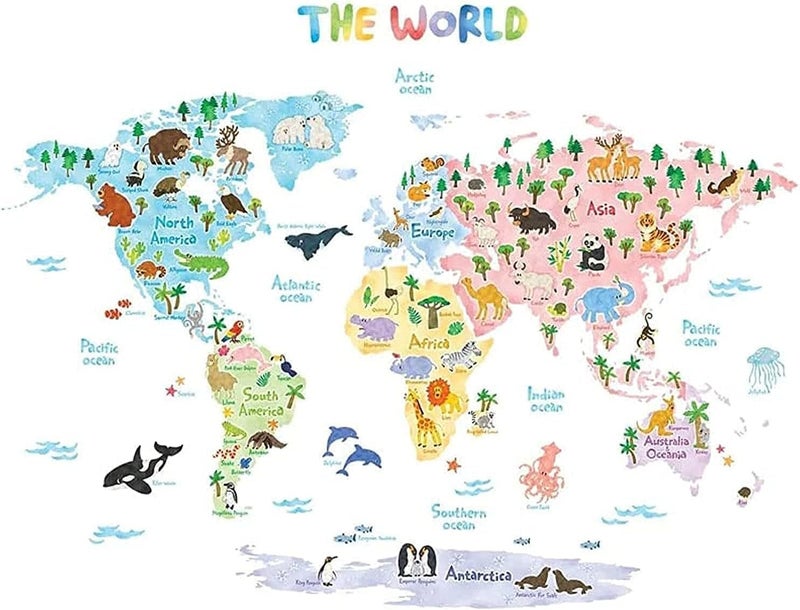 BPA Animal World Map Kids Wall Stickers - Image 1