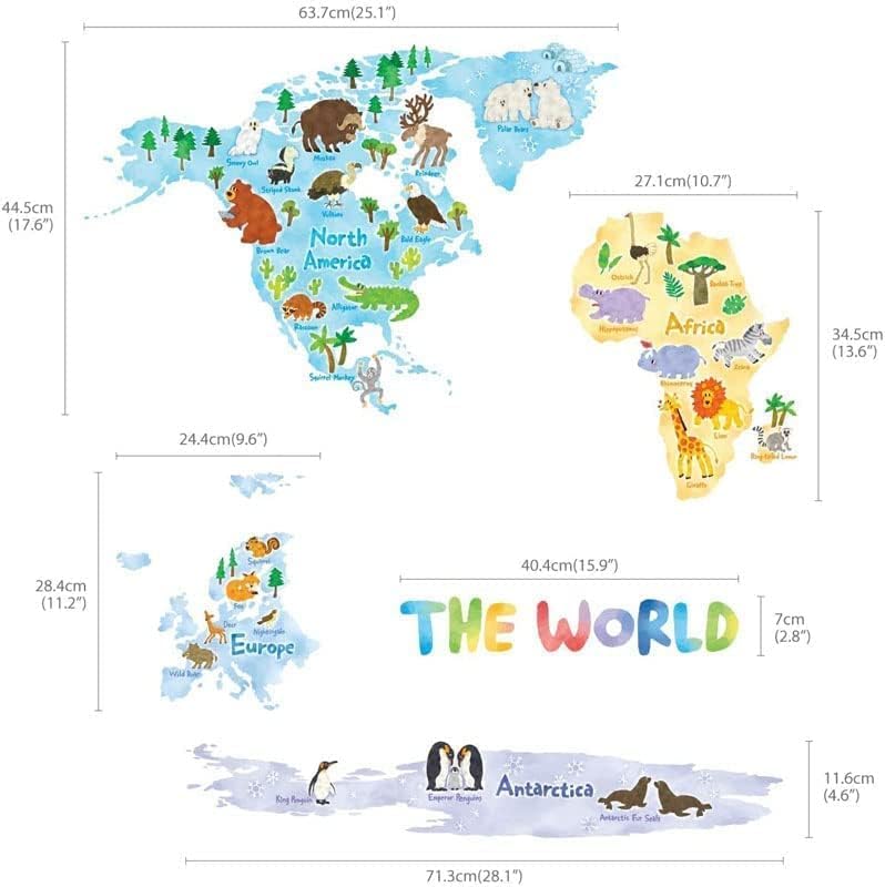 BPA Animal World Map Kids Wall Stickers - Image 4