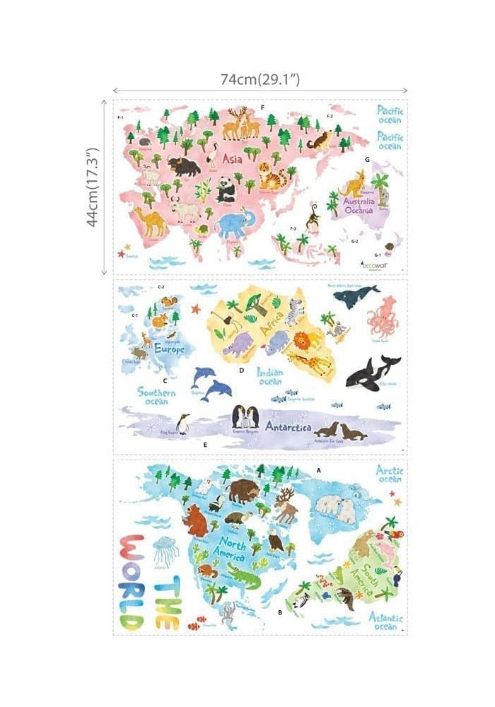 BPA Animal World Map Kids Wall Stickers - Image 3