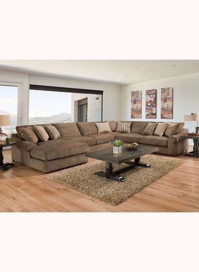 FSH Furniture Windsor Best Sectional Sofa Light Brown 90x295x225x165 cm  - Image 1