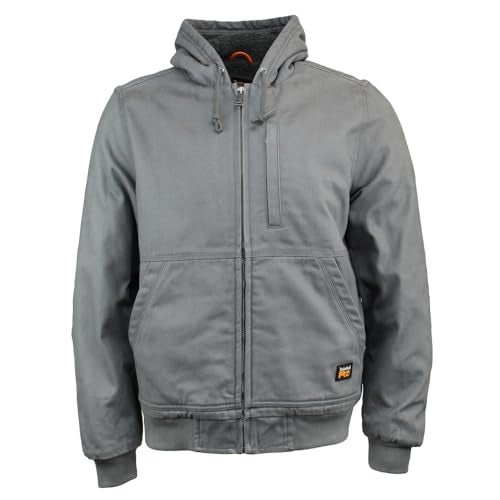 Timberland PRO Gritman Lined Canvas Hooded Jacket, Pewter, Extra Large - Image 1
