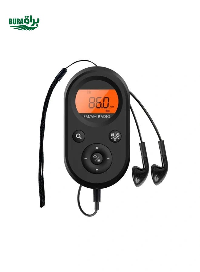 M01 MINI المحمول REDABLE FM / AM راديو مع الإضاءة الخلفية (أسود) - Image 1