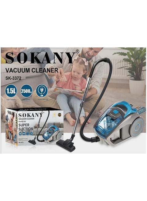 مكنسة كهربائية Sk-3372 من سوكاني سعة 1.5 لتر للغبار مع فلتر قابل للغسل 2500 w