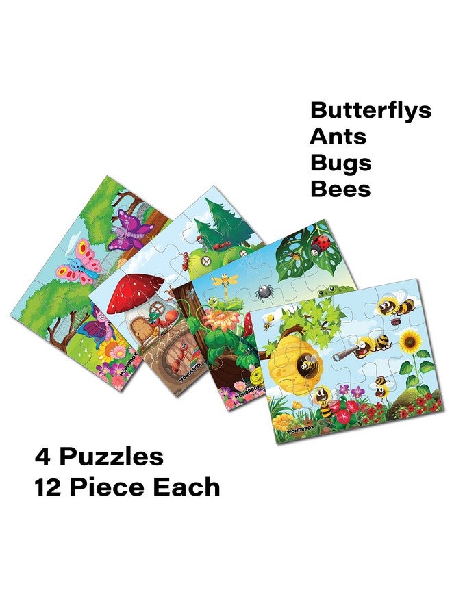 WONDRBOX 12 pcs Insect Jigsaw Puzzle for Kids| 4 Puzzles in a Box | Educational Learning Birthday Return Gift for Kids Ages 3 4 5 6 7 Year Old Boys and Girls - Image 3