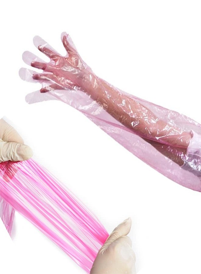 Barafat 50 Pieces Disposable Field Dressing Gloves, Veterinary Insemination Rectal Long Gloves, Extra Long Sleeve Full Arm Glove, Cow Deer Palpation Gutting (Red) - Image 1