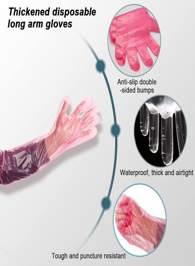 Barafat 50 Pieces Disposable Field Dressing Gloves, Veterinary Insemination Rectal Long Gloves, Extra Long Sleeve Full Arm Glove, Cow Deer Palpation Gutting (Red) - Image 3