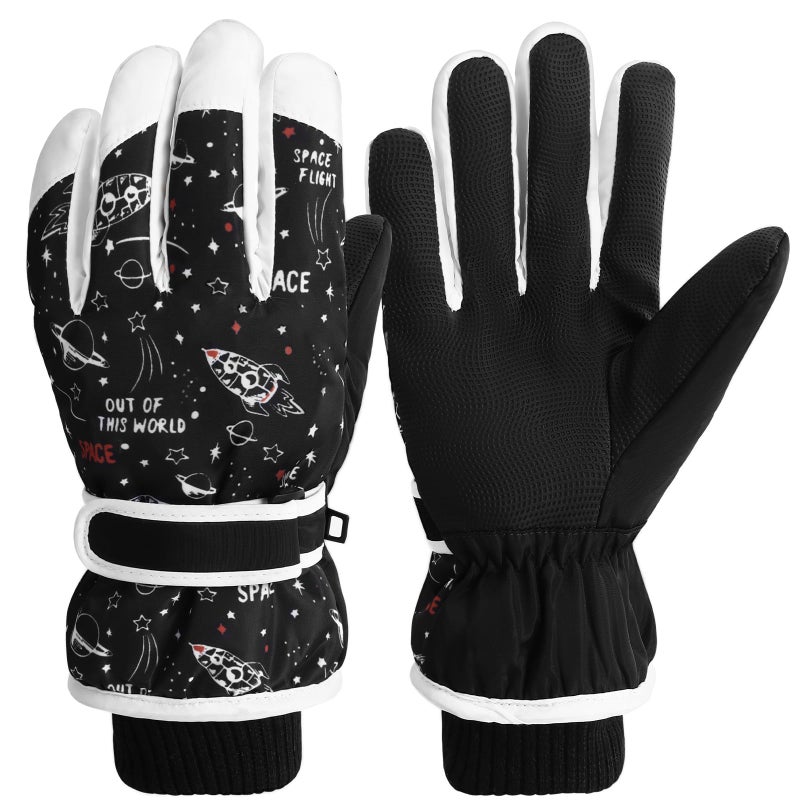 coclothy Kids Winter Snow Ski Gloves for Boys Girls Children, Snowboard Waterproof Outdoor Warm Fleece Gloves for Cold Weather - Image 1