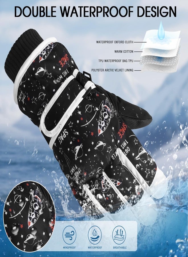 coclothy Kids Winter Snow Ski Gloves for Boys Girls Children, Snowboard Waterproof Outdoor Warm Fleece Gloves for Cold Weather - Image 4