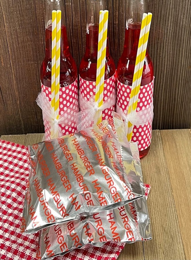 Outside the Box Papers Printed Foil Hamburger Bags - 75 Pack - Silver, Red - Image 5