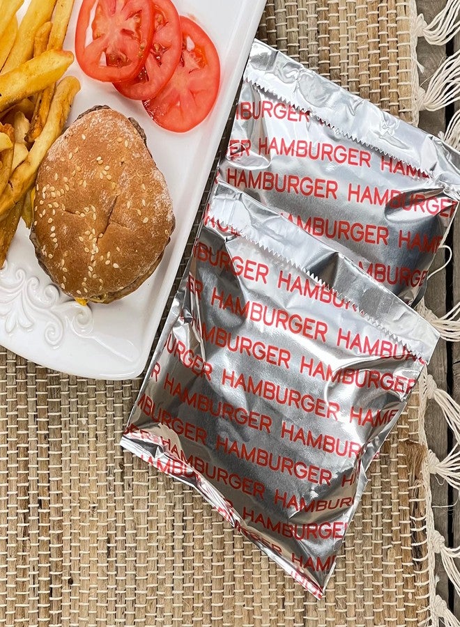 Outside the Box Papers Printed Foil Hamburger Bags - 75 Pack - Silver, Red - Image 4
