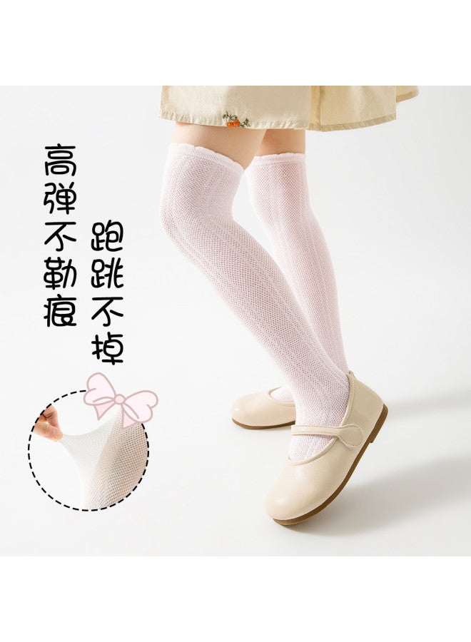 Fenton 4 Pairs Of Kids Socks For Girls, Autumn Thin Stretchy Breathable Solid Color Cotton Socks For Girls - Image 4
