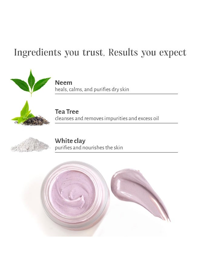 Shankara Deep Pore Cleansing Face Mask - 50ml with White Clay, Neem & Tea Tree | Luxury Ayurvedic facemask for de-tan, brightenning and deep pore cleansing, leaving skin with fresh feel | For Unisex & All Skin types - Image 4