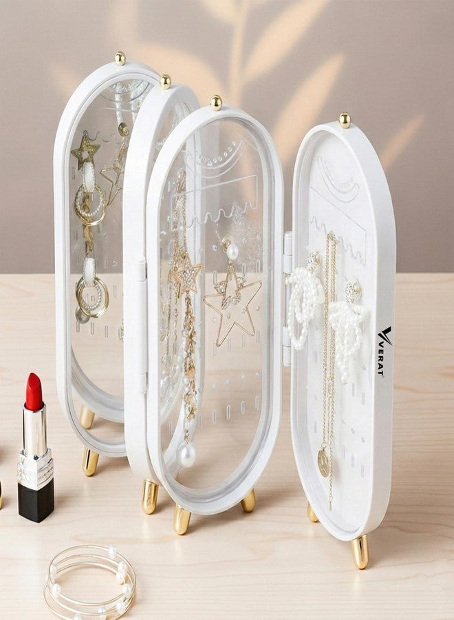 VERAT Hanging Jewelry Organizer Storage Earrings Stand Jewelry Display Organiser/Earrings organiser/Jewellery towers/jewellery stands/earring organizer box/chain/Necklaces Bracelets (White) - Image 1