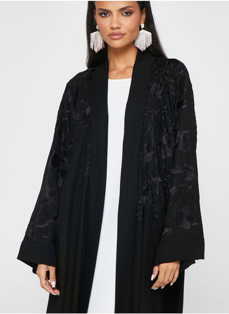 hayas closet Embroidered Open Abaya  - Image 3