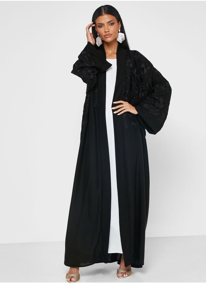 hayas closet Embroidered Open Abaya  - Image 5