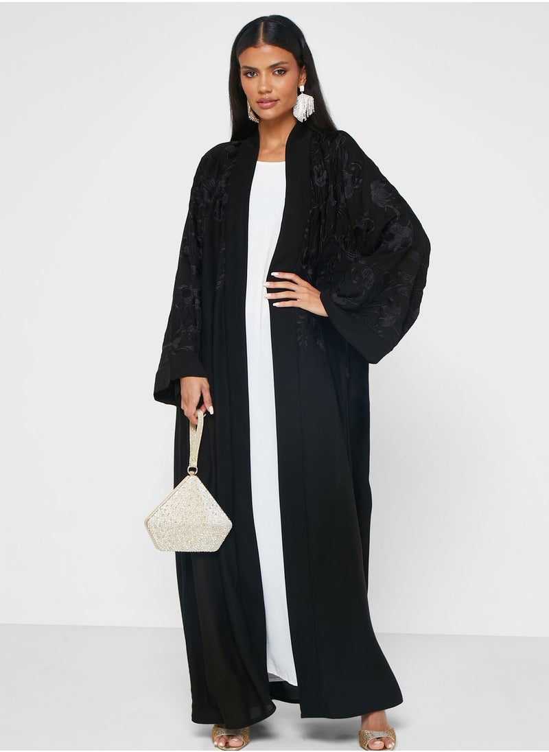 hayas closet Embroidered Open Abaya  - Image 1