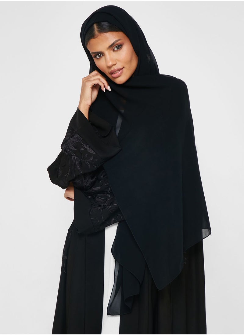 hayas closet Embroidered Open Abaya  - Image 4