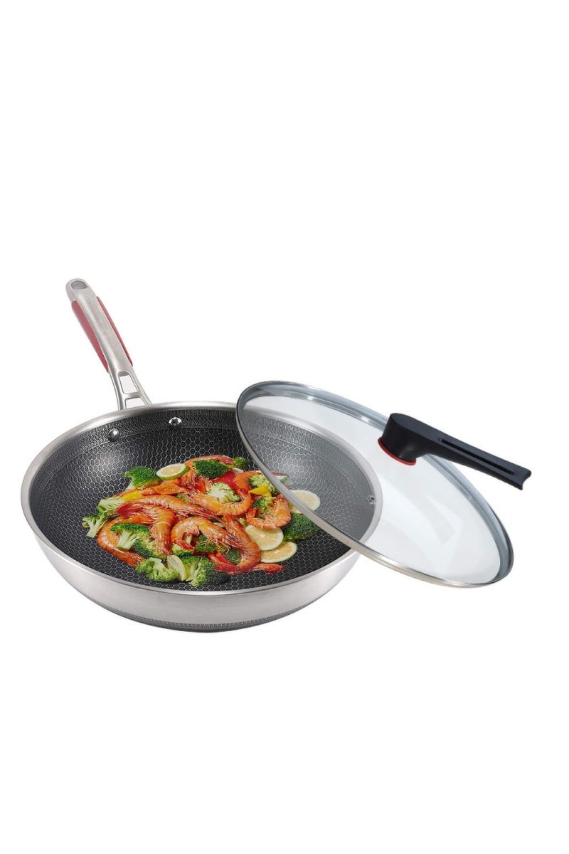 طاسة قلي غير لاصقة بغطاء زجاج مقوى – متعددة الاستخدامات وسهلة التنظيف - Image 1