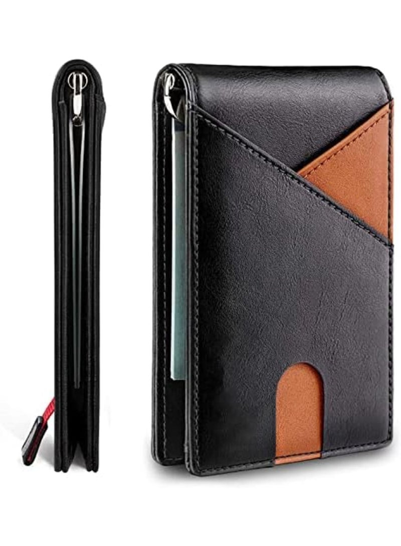Luckam Slim Wallets for Men RFID Blocking Bifold Front Pocket Credit Card Holder for Men Minimalist Wallet with Gift Box (Black) - Image 1