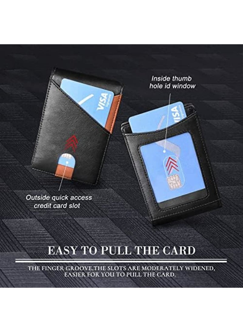 Luckam Slim Wallets for Men RFID Blocking Bifold Front Pocket Credit Card Holder for Men Minimalist Wallet with Gift Box (Black) - Image 4