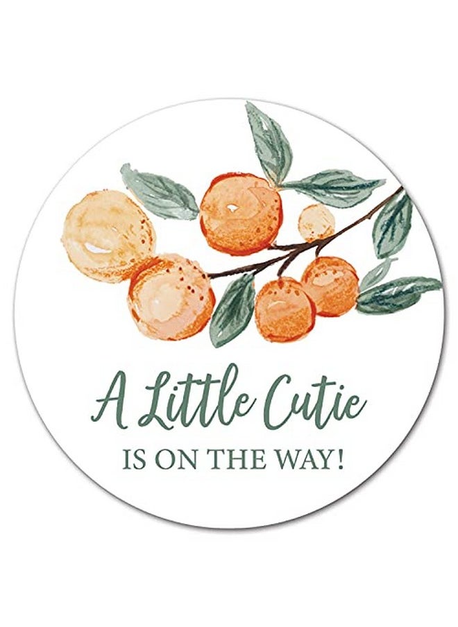 InvitationHouse - 1.5" Round Cutie Orange Baby Shower Stickers Set Of 60 - Image 1