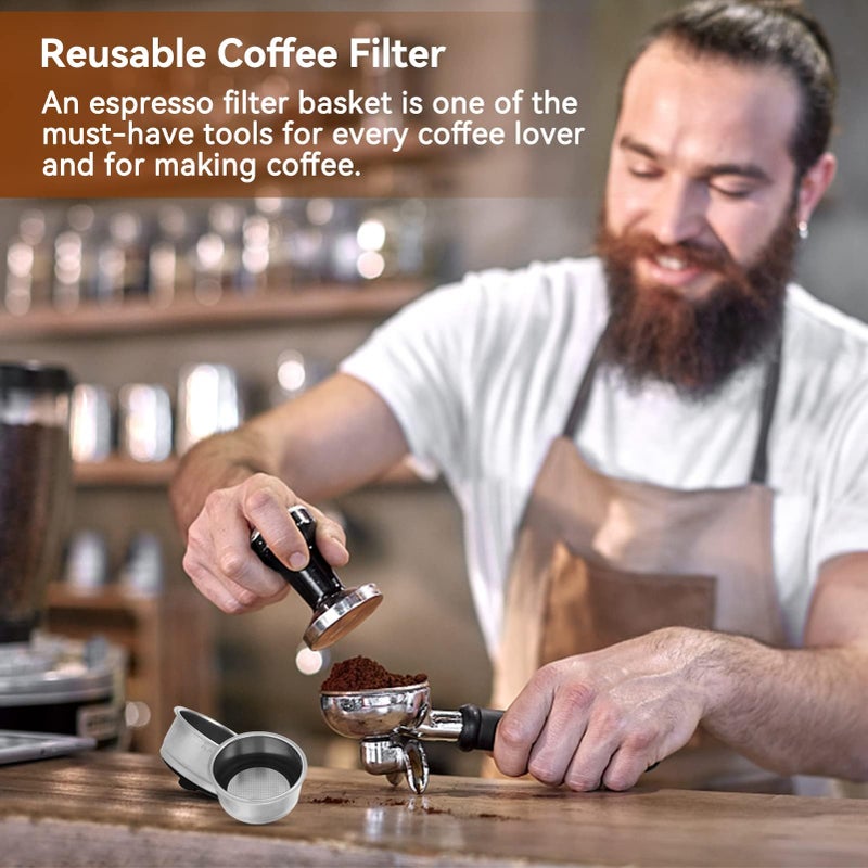 Agatige 51mm 2 Cups Portafilter Filter Basket, Stainless Steel Pressurized Mesh Coffee Filters Bottomless Portafilter Coffee Machines Accessories for Semi-Automatic Coffee Machine Series(2 Cup) - Image 2
