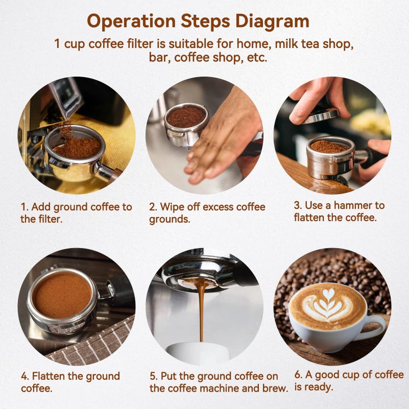 Agatige 51mm 2 Cups Portafilter Filter Basket, Stainless Steel Pressurized Mesh Coffee Filters Bottomless Portafilter Coffee Machines Accessories for Semi-Automatic Coffee Machine Series(2 Cup) - Image 3
