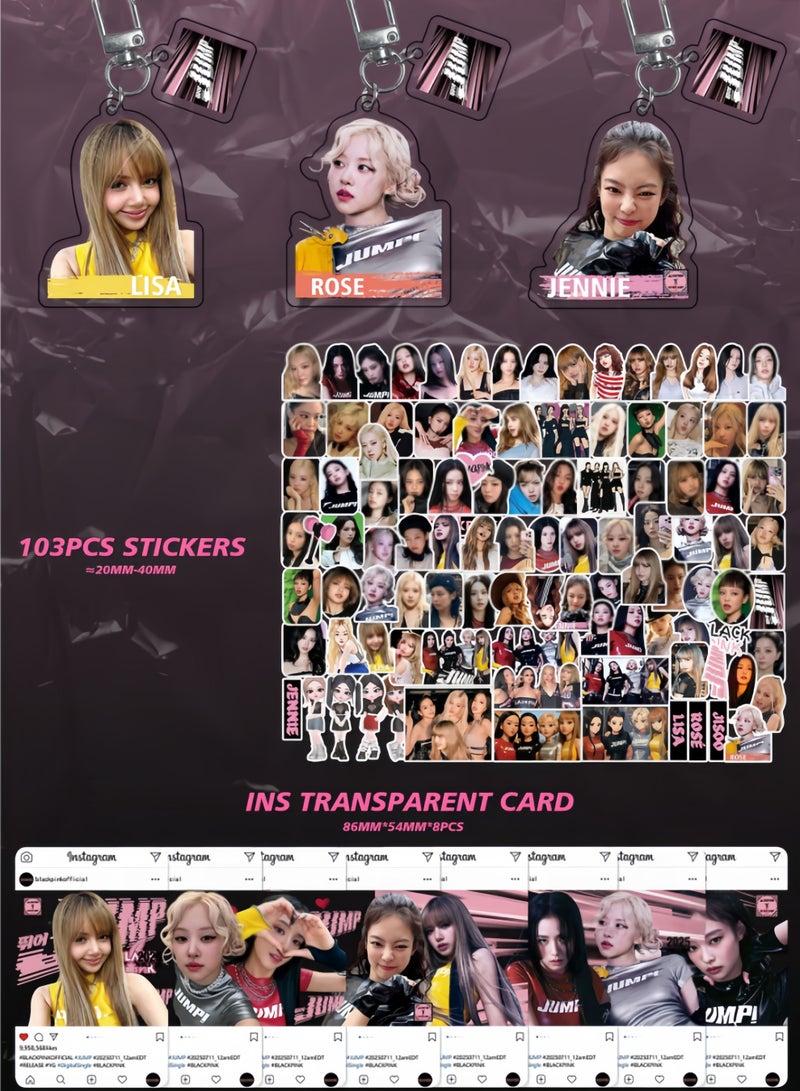 Harse Blackpink JUMP New Album Gift Box – Fan Merchandise Set with Keychain, Standee, Transparent Card, Lomo Cards, and Stickers - Image 3