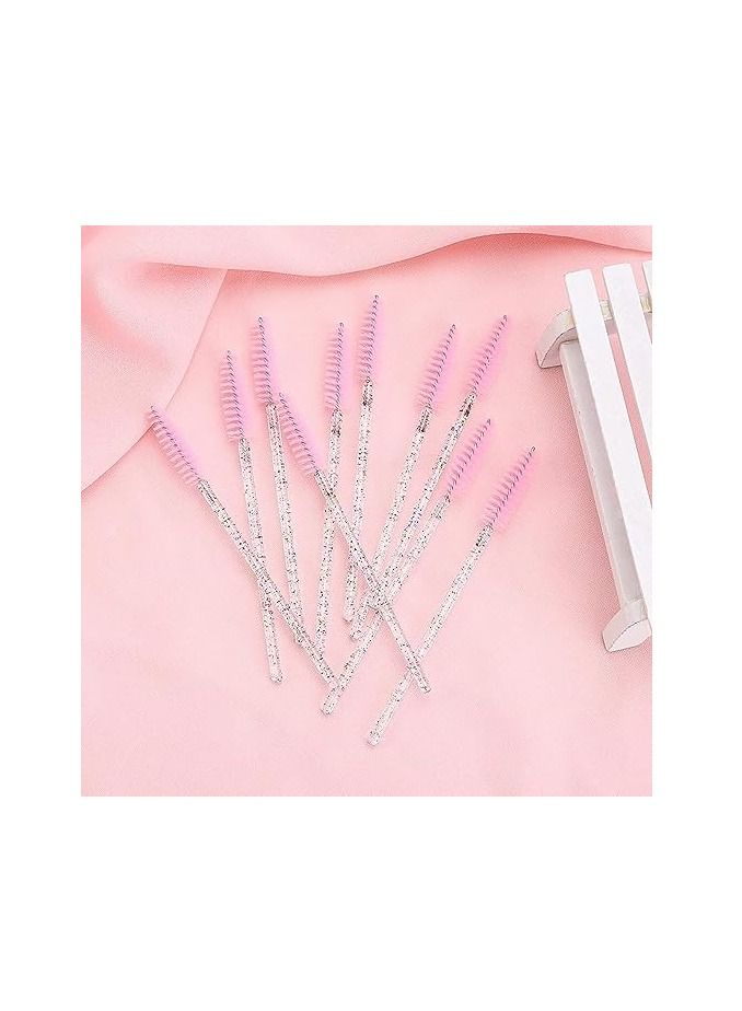 ORiTi ORiTi 50 Pcs Disposable Mascara Brushes Crystal Eyelash Wands Mascara Applicator Spooly for Eyelashes - Pink - Image 5